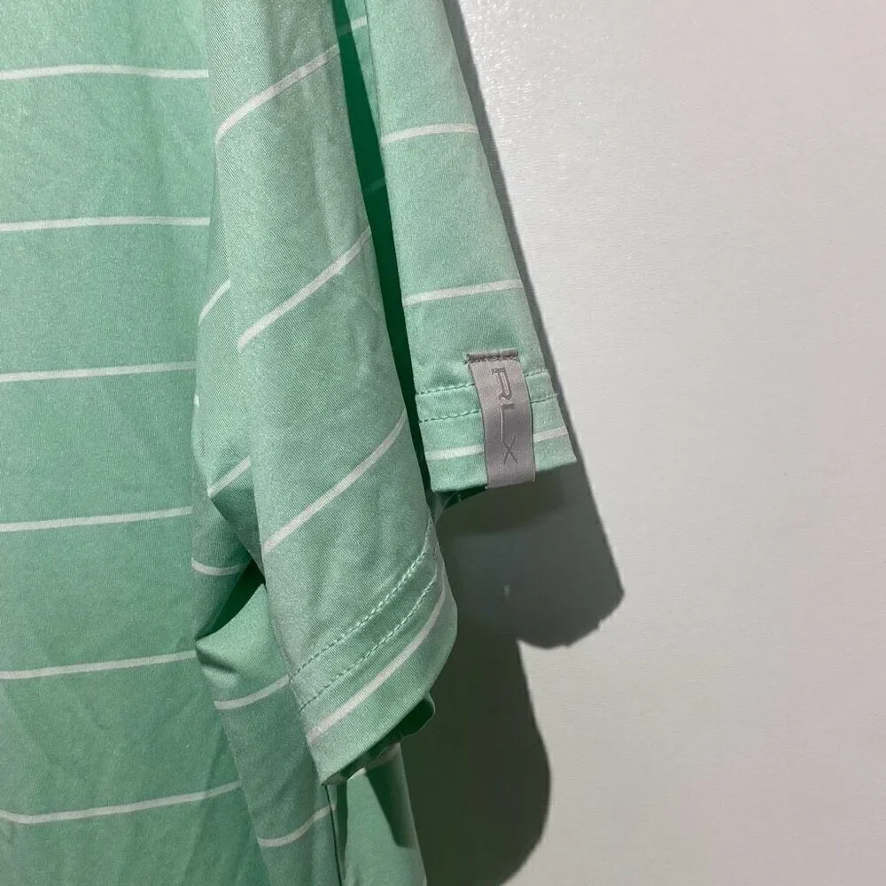 Ralph Lauren RLX Men's Green Stripe Short Sleeve Polo Shirt‎ Size Medium